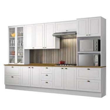 Imagem de Cozinha Completa 6 Peças Americana Branco com Cristaleira Tampo Nature