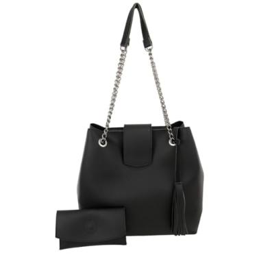 Imagem de Bolsa Feminina Saco Corrente Grafite Necessaire (Preto 1010)