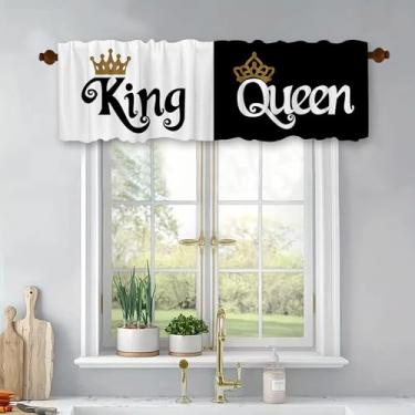 Imagem de Cortina de janela King&Queen com emenda preta e branca, tratamento de janela para sala de estar, quarto, banheiro, varão, bolso, cortinas, poliéster 137 x 45 cm