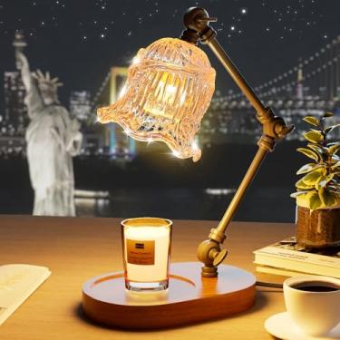Imagem de Topritt Luminária Aquecedora De Velas Com Regulagem Intensidade Contínua E Temporizador, Altura Ajustável, Decoração Para Casa, Luz Elétrica Cera Derretida Quarto 2 Lâmpadas Perfumadas, Presentes Na