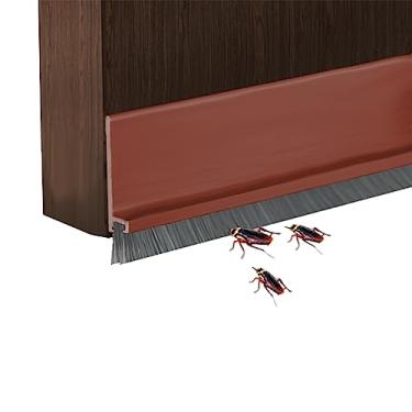 Imagem de YINGD Batente De Porta Com Escova Para Redução Ruído, Bloqueador Brisa Borracha 39", Batentes Ajustáveis, Isolamento Acústico Portas, Vedação - Marrom