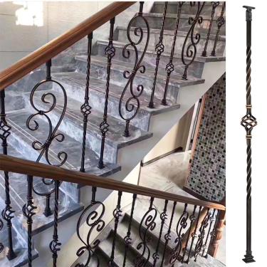 Imagem de Escada de escada Baluster escada de ferro forjado eixos de corda, 1/4/5/8/10/15/20/25/30 pacote de pacote de pacote diy post post para convés, varanda da frente, degraus, heigh, b, 30pack