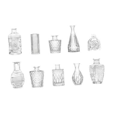 Imagem de Ｂｅｓｇａ 10 peças de vasos de vidro para plantas decorativas, recipientes leves e simples para presente de casamento, mini vasos de flores fofos para sala de, Transparente