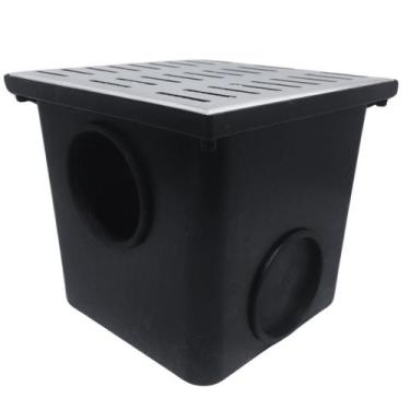 Imagem de Caixa Pluvial 9L 4 vias de 100mm Tampa Inox com Tela - FICONE & REIS