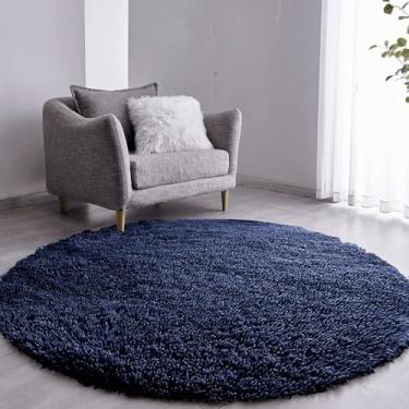 Imagem de Tapete Sala Felpudo Peludo Mesclado Cinza Redondo 140 Cm