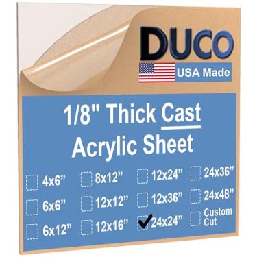Imagem de Duco Plastics & Supply Folhas de Acrílico Transparente Duco de 1/8" de Espessura - Cortadas No Tamanho Plexiglass Folhas de 24" X 24" - Folhas de Plástico Transparente para Artesanato Substituição De