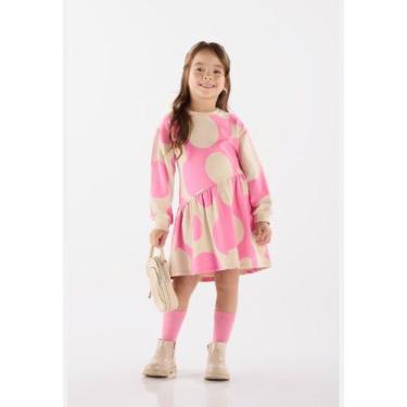 Imagem de Vestido Infantil em Molecotton Manga Longa Up Baby, Rosa, 4