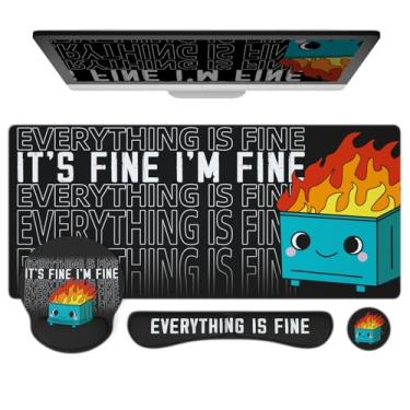 Imagem de Ovenbird Conjunto de mouse pad 4 em 1 | mousepad grande para jogos, apoio de pulso para teclado, suporte de pulso para mouse, porta-copos | Acessórios ergonômicos de mesa de escritório para mulheres e