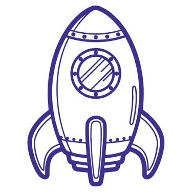 Imagem de Adesivo FOGUETE Ideal para notebook carro portas vidros Paredes Quarto Infantil vários tamanhos (AZUL MARINHO, 41,6X55cm)