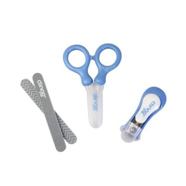 Imagem de Kit Manicure Infantil com Tesoura e Cortador Azul - CLINGO