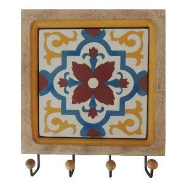 Imagem de Cabideiro De Parede Porta Chaves Organizador Rustico Em Madeira E Ferr