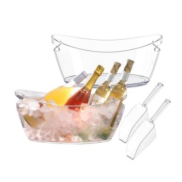 Imagem de Balde de gelo com 2 peças de balde de vinho champanhe de 5,5 litros de acrílico transparente para bebidas de festa, banheira de gelo para vinho, champanhe ou garrafas de cerveja, suprimentos de bar