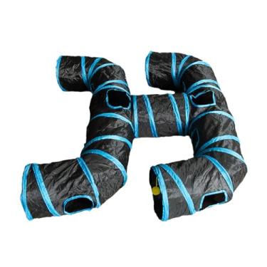 Imagem de Ｂｅｓｇａ Túnel dobrável para gatos, tubo de brincar para animais de estimação, brinquedo para gatos, gatinhos com bolas, diversão leve, esconderijo, atividades, Azul Preto