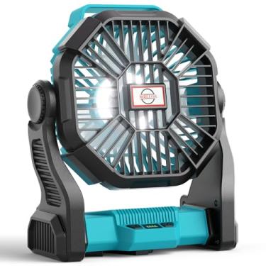 Imagem de Ventilador de acampamento portátil, alimentado por bateria de 20000 mAh, recarregável, com lanterna de LED, ventilador de barraca de praia ao ar livre com 4 velocidades e gancho, ventiladores USB sem