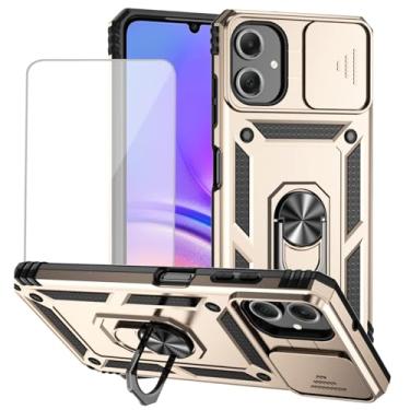 Imagem de Yodueiv Capa para Galaxy A06, capa para SamsungA06 SM-A065F com protetor de tela de vidro temperado e capa de câmera deslizante, anel magnético suporte de carro capa protetora para Samsung Galaxy A06