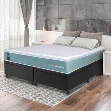 Imagem de Conjunto Box Baú Preto Lagos Verde Molas Ensacadas Queen 158x198x73 - King House