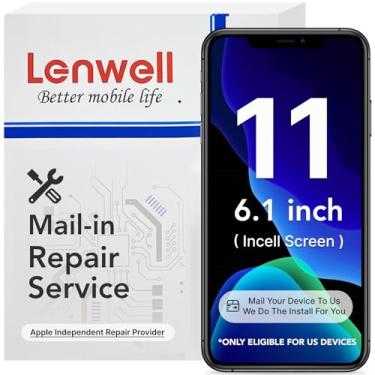 Imagem de Lenwell Serviço de reparo por correio para iPhone 11 15.5 cm tela de substituição, tela LCD 3D Touch Incell digitalizador montagem (modelo A2111 A2223 A2221) com serviço de instalação