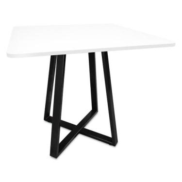 Imagem de Mesa De Jantar Para Cozinha Em aço Estilo Industrial Gizé Tampo Quadra