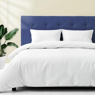 Imagem de Ashton Sheets Conjunto de capa de edredom queen de algodão egípcio - capa de edredom premium 600 fios 100% algodão egípcio de cetim macio, fecho de zíper e laços de canto (3 peças, branco, Queen/Full)