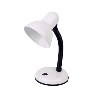 Imagem de Luminária Abajur Flexível Leitura SEM Lâmpada Cuba de Metal Abajur Luminária Flexível Dobrável Articulável Mesa Base(BRANCA)