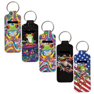 Imagem de gearider Porta-chaves engraçadas de sapo, porta-batom, porta-batom, suporte portátil de brilho labial para bolsa, acessórios de viagem, pacote com 5