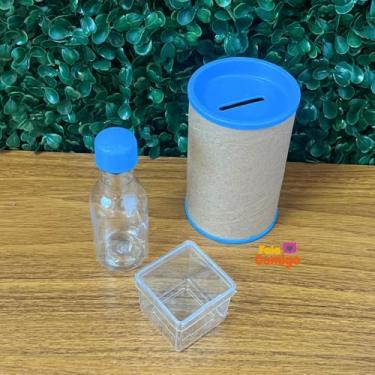 Imagem de Kit Festa 60 Lembrancinhas Acrícilico Caixinhas Cofrinhos e Garrafinhas - Fala Comigo (Azul médio)
