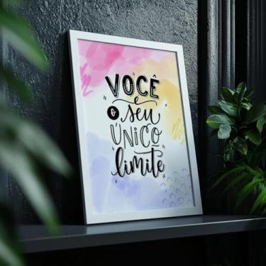 Imagem de Quadro Decorativo Seu Limite Com Moldura | Placa Decorativa Frase Motivacional Superação Crescimento