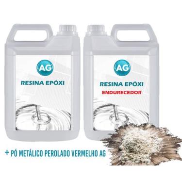 Imagem de Resina Epóxi 1KG + Pó Metálico Perolado Vermelho AG - Resinas ag