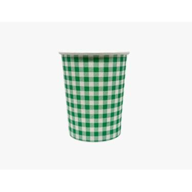 Imagem de Kit 32 Copos de Papel Xadrez Festa Junina 200ml Copo para Quentão Copo Xadrez Quermesse Decoração Festa Fazendinha(VERDE)