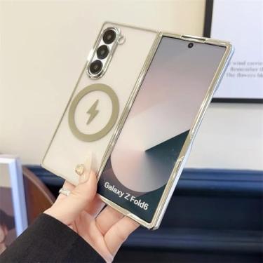 Imagem de Capa traseira magnética galvanizada à prova de choque para Samsung Galaxy Z Fold6 (para Samsung Galaxy Z Fold6/prata)