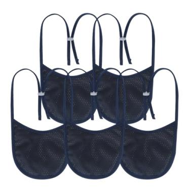 Imagem de Capa para estoma de pescoço de traqueostomia com alça ajustável, protetor de traqueia respirável para laringectomia para tratamento de traqueostomia (azul marinho-5 peças, pequeno)