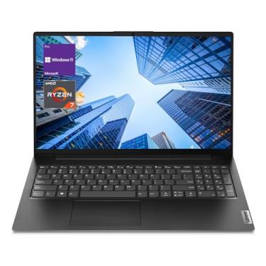 Imagem de Lenovo Notebook empresarial V-Series V15, tela FHD de 15,6 polegadas, AMD Ryzen 7 7730U, 16 GB de RAM, SSD de 512 GB, teclado numérico, HDMI, RJ45, webcam, Wi-Fi, Windows 11 Pro, preto