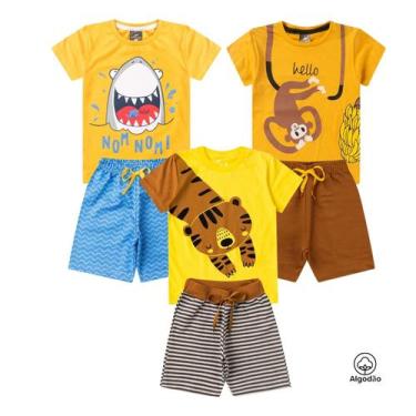 Imagem de Kit 6 Peças Conjunto Infantil Masculino Roupa Menino Verão Estampa Tig