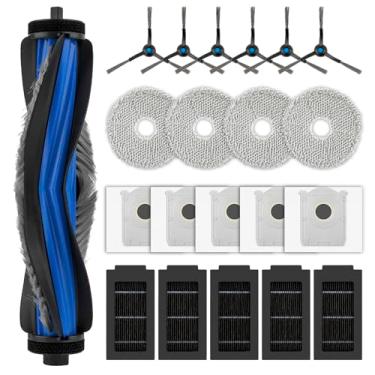 Imagem de (Pacote com 21) peças de reposição T50 Pro para aspirador de pó ECOVACS DEEBOT T50 Pro/T50 Omni/ T50 Pro Omni/ T50 Max Pro Omni Robot, 1 escova de rolo, 6 escovas laterais, 5 sacos de pó, 5 filtros