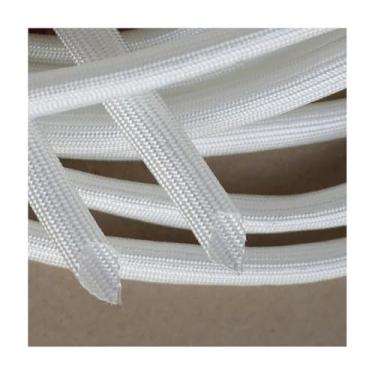 Imagem de 2M White Fiberglass Braided Sleeving (1-50mm) High Temp 600°C, Expandable Cable Wire Harness Protection, Silicone Coated(30mm)