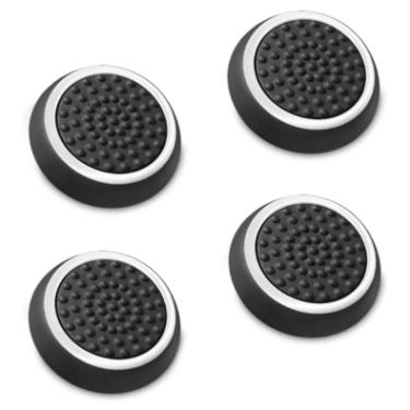 Imagem de Grip Silicone 4 Capinhas Analógico Radalishop, Para Playstation, Xbox 360, Preto, Borrachinha Branco