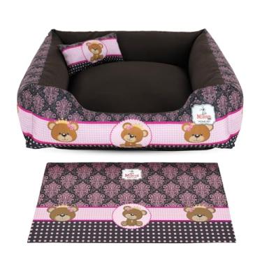 Imagem de Cama Pet Oxford + Tapete Estampado 03 Peças - Coleção Ursinhos - Basic 2 (60x60 cm, Ursinha Princesa Marrom)