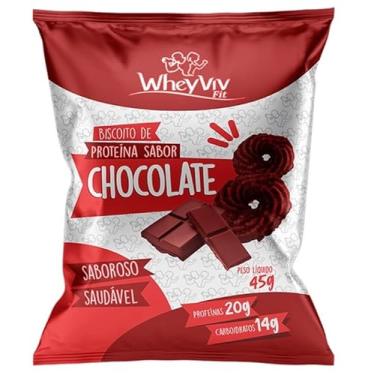 Imagem de Biscoito Fit Sabor Chocolate com Whey Protein de 20g de Proteína com 45g - WheyViv