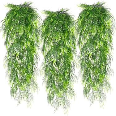 Imagem de RAINFLOW 3 peças de plantas artificiais para ambientes internos e realistas com 45 ramos de vegetação, samambaias falsas para prateleira, escritório, chuveiro, boho, parede, varanda, decoração de