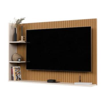 Imagem de Painel Para TV 50 Polegadas Sala/Quarto Nicho Prateleira Berlim (Ripado/OffWhite)