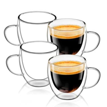 Imagem de Conjunto de 4 xícaras de café expresso, copo de vidro Expresso Shots de 142 g com alça