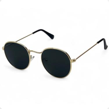 Imagem de Óculos De Sol Redondo Unissex Estilo Hexa Preto Com Dourado Original Solon Glasses Design Premim Uv400 Modelo Classic Hypado Estiloso Visual Sofisticado Elegante - Case, Flanela, Limpa Lentes 25ml