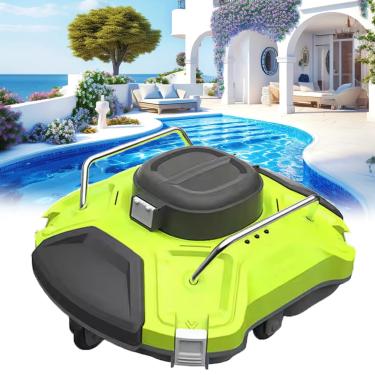Imagem de Aspirador de pó robô para piscina, limpador automático de piscina, filtro fino de 200 μm, 120 minutos de tempo de operação, adequado para piscinas planas acima do solo/enterradas de até 100 m²