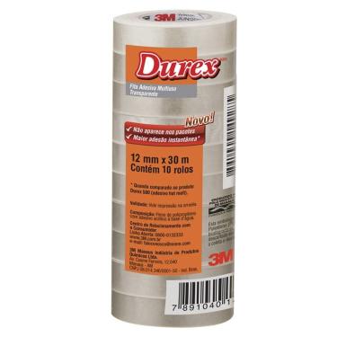 Imagem de Fita Durex 12x30m Transparente 3M 10 Rolos
