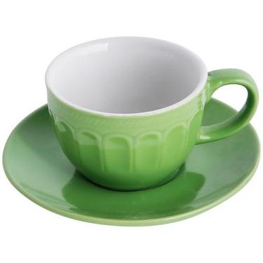 Imagem de Xícara para café com pires em cerâmica Colors Lyor 80 ml