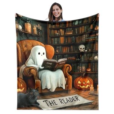 Imagem de XPENMULBOJA Presentes para amantes de livros, cobertor de Halloween para mulheres e homens, cobertor para amantes de leitura para meninas, presentes de clube do livro para mulheres, enchimento de