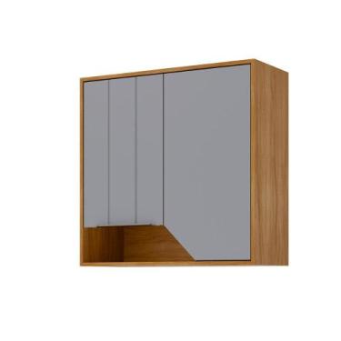 Imagem de Armário Aéreo Celeste 80 cm com 2 Portas - MGM Móveis, Cinamomo/Platin