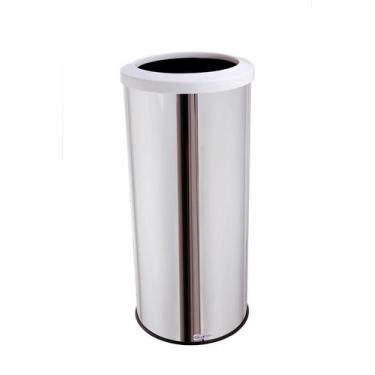 Imagem de Lixeira Inox Com Aro Plástico 50 Litros Cesto De Lixo Reciclavel - Ald
