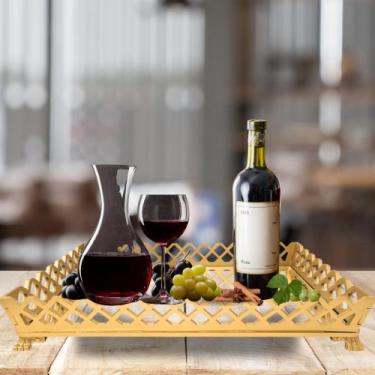 Imagem de Bandeja Organizadora Sala De Estar Bancada Espelho Luxo Dourada - Magi