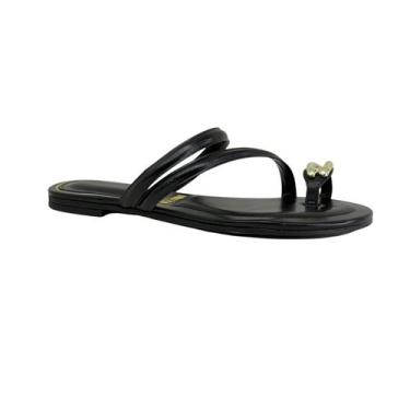 Imagem de Sandália Rasteira Vizzano Aplicação Feminina Casual 6528.104, 37, Pret